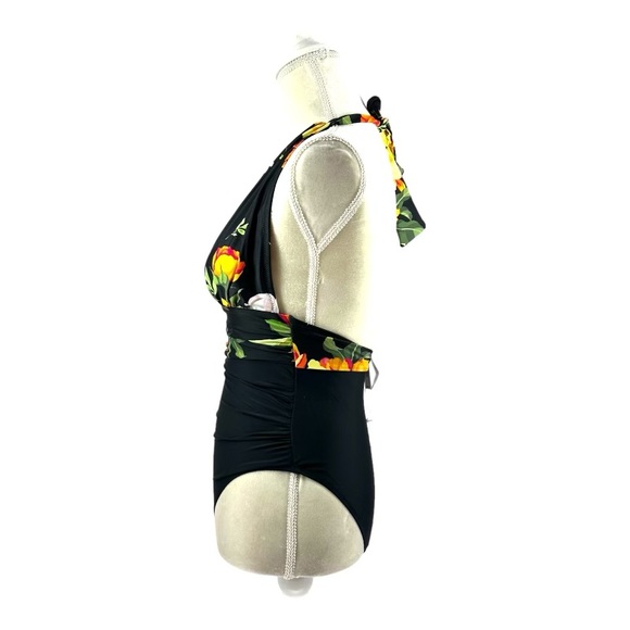 Cupshe | NWT XS Small Black Floral One Piece Swim Suit - Picture 3 of 15